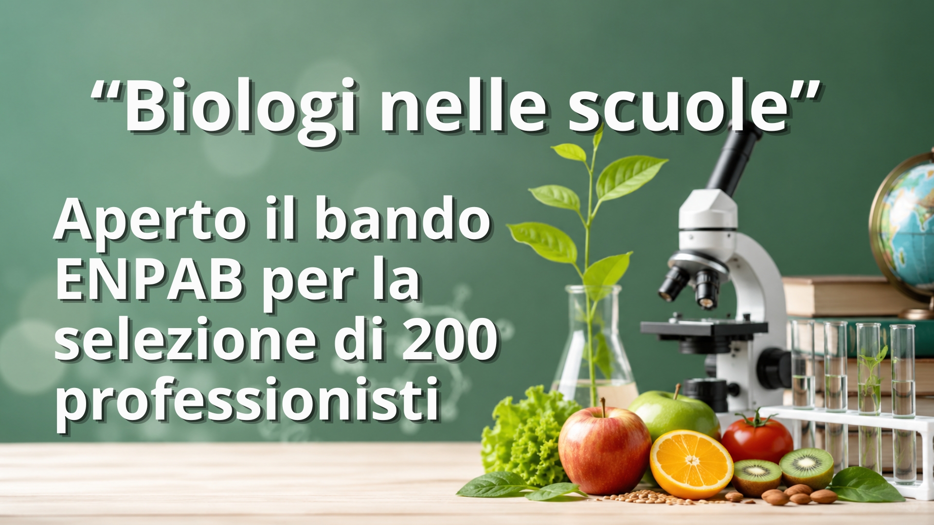 Clicca per accedere all'articolo “Biologi nelle scuole” 2026/2027: aperto il bando ENPAB per la selezione di 200 professionisti